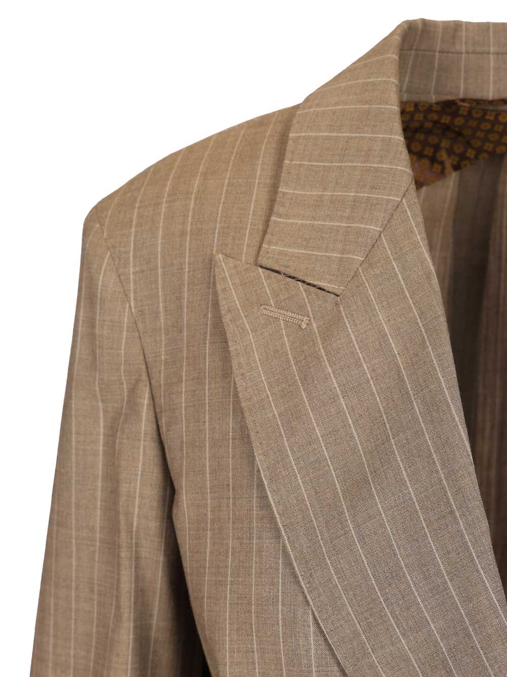 Max Mara Acciaio Double Breasted Oversized Pinstripe Blazer Jackets - Brown | a363bd071ec947973de9ab4b7bc35d3073f396d2