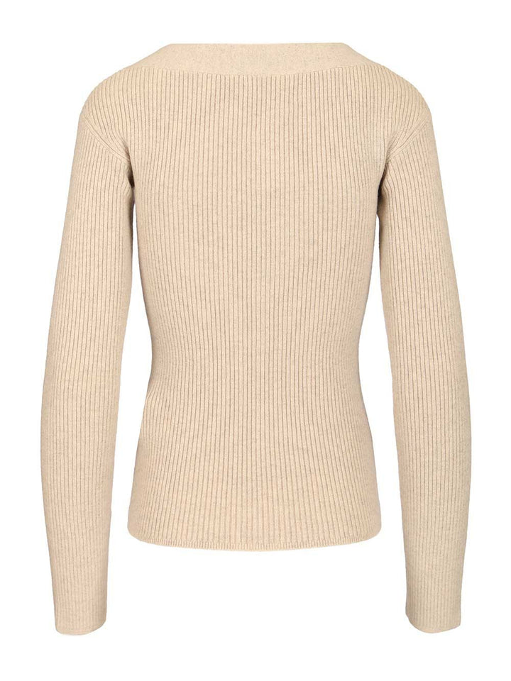 Max Mara Gioiosa Ribbed Cardigan Knitwear - Beige | df934c7310f312802deb018f6b9a5021cd576d18