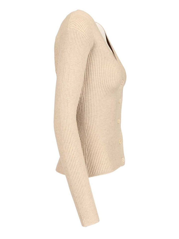 Max Mara Gioiosa Ribbed Cardigan Knitwear - Beige | d20a5c6c99de75cc3623b4067b9944c7bcd82fb2