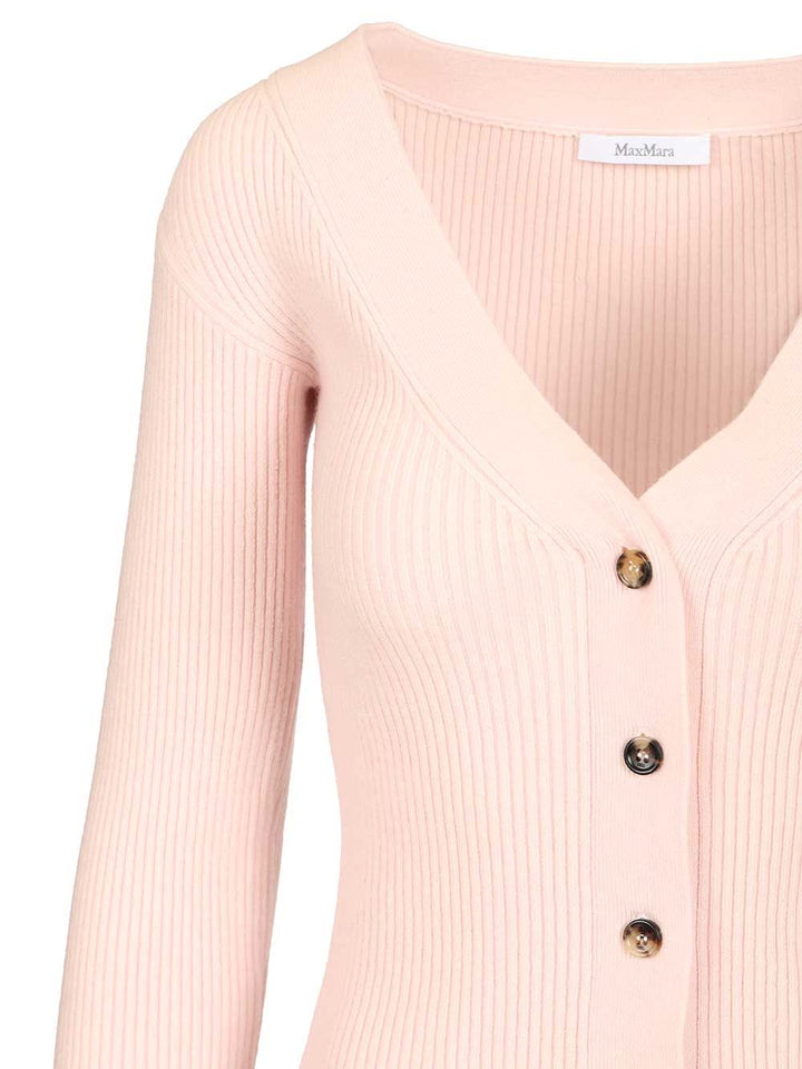 Max Mara Gioiosa Ribbed Cardigan Knitwear - Rose | 52efb9fbe854a002fe61fce92002b8a34e763ab2