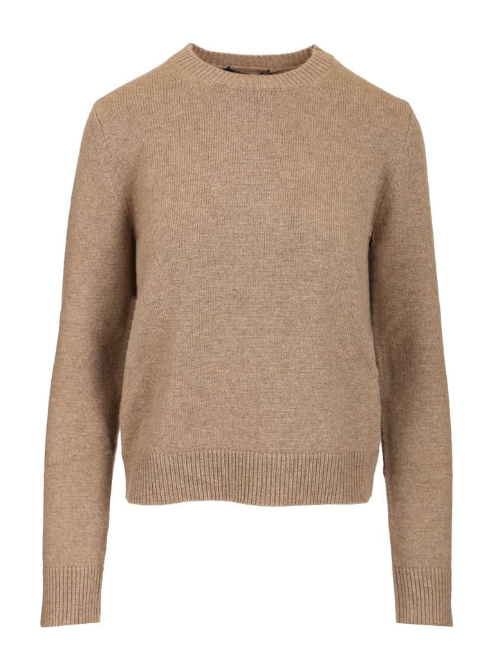 'S Max Mara Fresia Wool Cashmere Sweater With Logo Patch Knitwear - Beige | 2e87fbc82a82babc5ba2ec8e0ffaa2b8c9f44af0