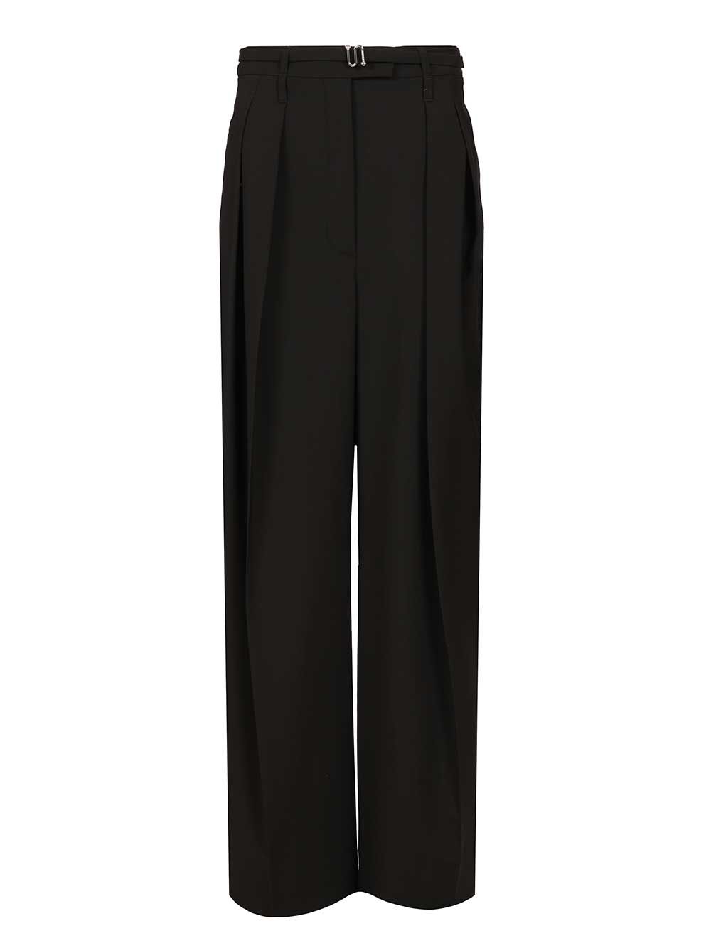 Sportmax Wide-Leg  In Stretch Wool Trousers - Black | 081dd8534f86ff578739ac5c8f060889dab386bc
