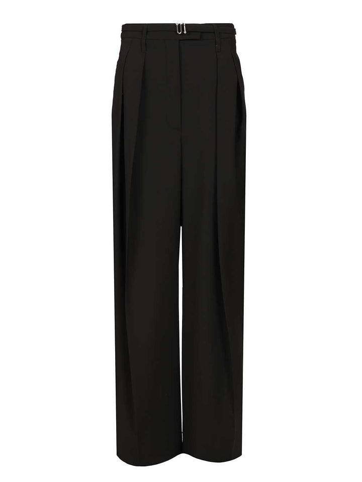 Sportmax Wide-Leg  In Stretch Wool Trousers - Black | 081dd8534f86ff578739ac5c8f060889dab386bc