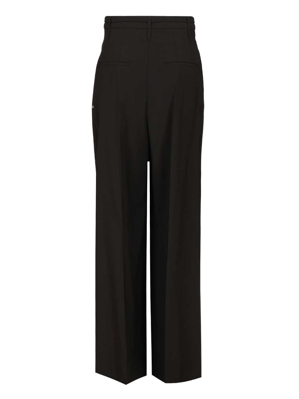 Sportmax Wide-Leg  In Stretch Wool Trousers - Black | a15587c07f3570014bc97046af5defef790ffa40