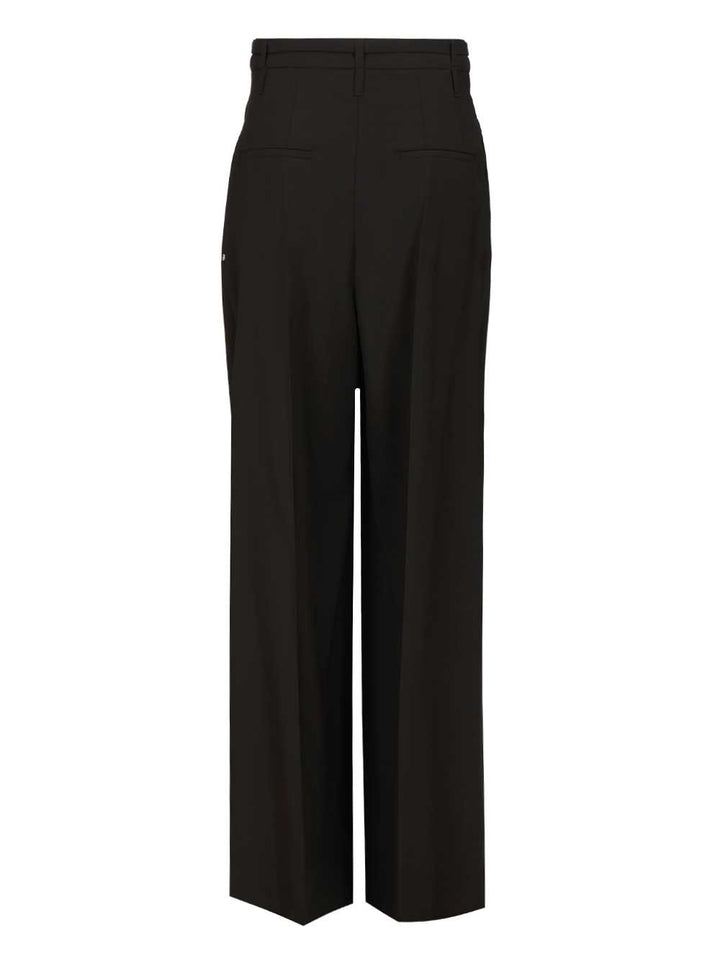 Sportmax Wide-Leg  In Stretch Wool Trousers - Black | a15587c07f3570014bc97046af5defef790ffa40
