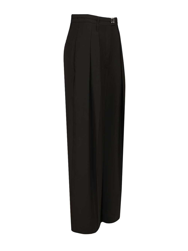 Sportmax Wide-Leg  In Stretch Wool Trousers - Black | 8e542deab0726622fe569ba73998e52d503d5247