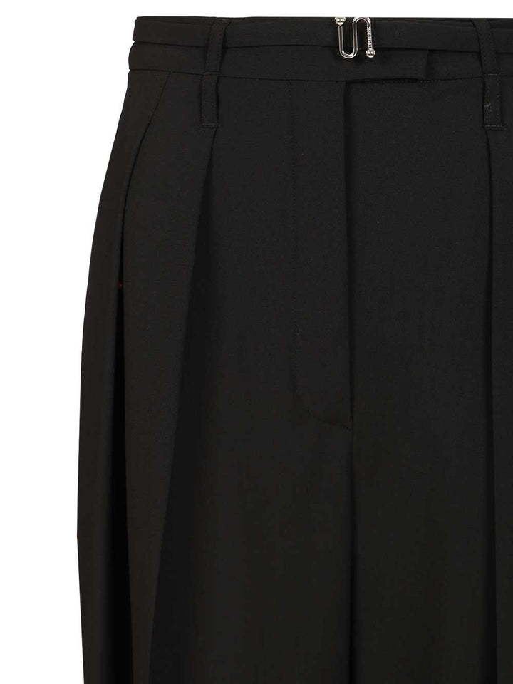 Sportmax Wide-Leg  In Stretch Wool Trousers - Black | fff762773ee5f261923936264be640d0ad936825
