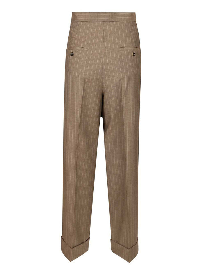 Max Mara Pinstriped Trousers - Brown | 8490d643b4e3254f2eaa04ae7fc5802c78d2bc66