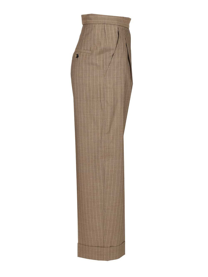 Max Mara Pinstriped Trousers - Brown | cd8bf6292fe075a36ea9f5db9652a38e47166474