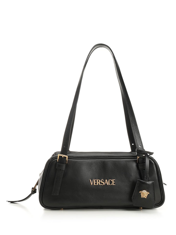 Versace Versace Tag Bowling Bag In Nappa Leather Shoulder Bags - Black | 5e7af4dbef2bea938af8c4de4c08f20520b37376