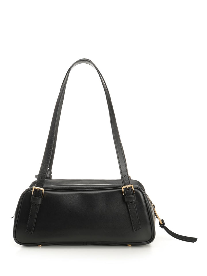 Versace Versace Tag Bowling Bag In Nappa Leather Shoulder Bags - Black | dbc19621b05731a21b5d8777e1c53dc836576287