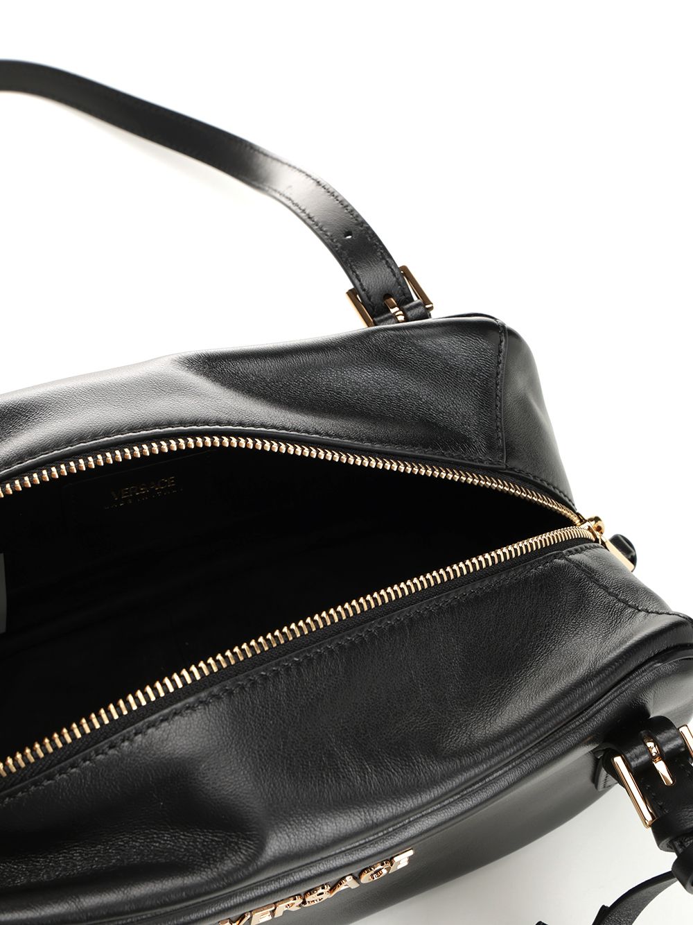 Versace Versace Tag Bowling Bag In Nappa Leather Shoulder Bags - Black | c25e672b5983efe6f90d05b077e775ec2eb02142