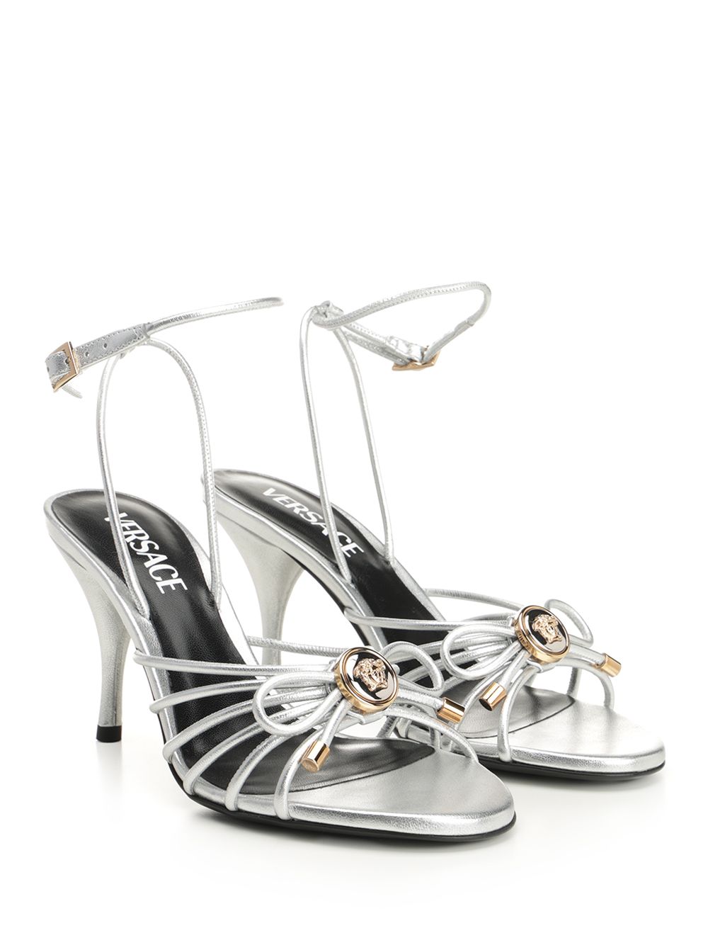 Versace Sandal T.85 Lamb Leather Sandals - Silver | df02a7e83cb0e6d246e01ab3cc784878dab81951