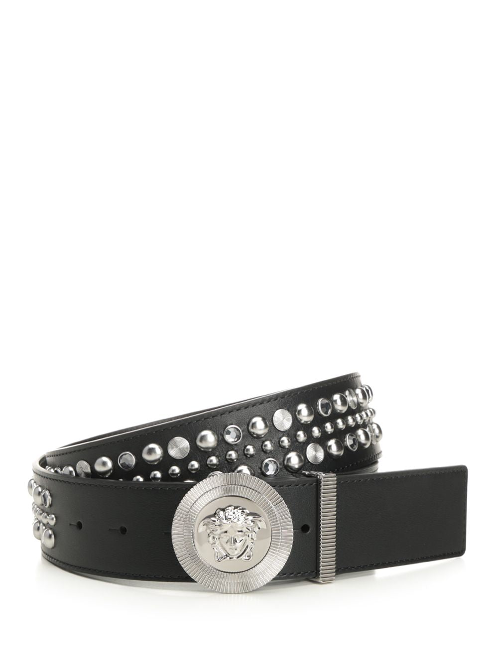 Versace Belt H.40 Lamb Leather  With Studs Belts - Black | 50f8ca69dfd00e110f9f55ae947ebc9eab9916a9
