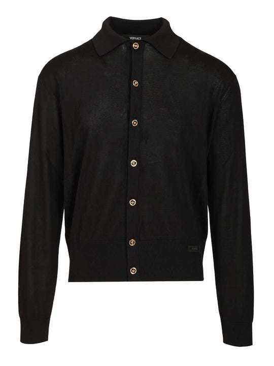 Cotton And Silk Cardigan Shirts Black