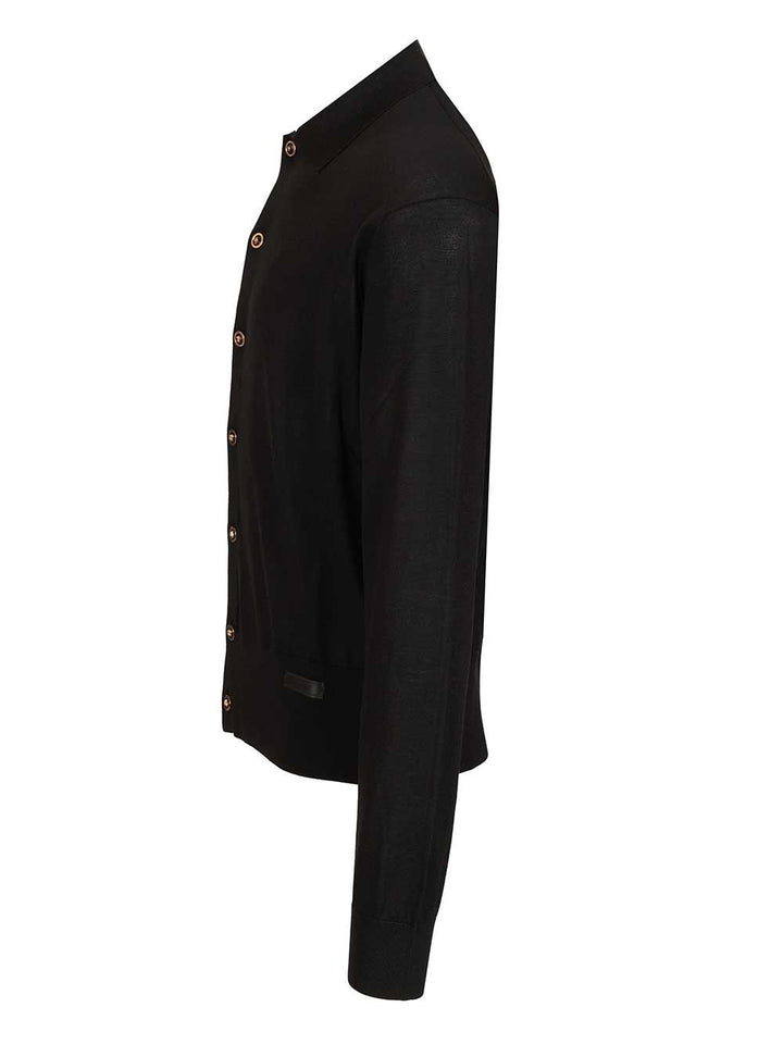 Versace Cotton And Silk Cardigan Shirts - Black | c6b821aa907a9276230e417c407f5df8f6dc2754