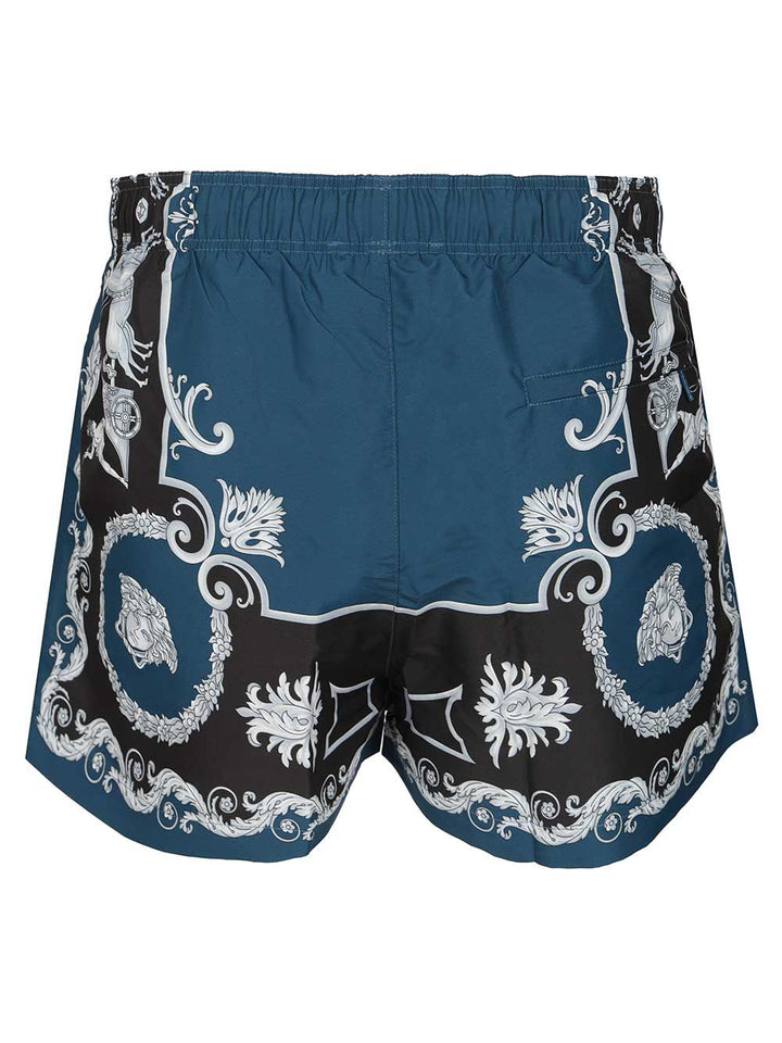 Versace Baroque Swim Shorts Swimwear - Blue | 63eb95dbc2bd2f85e5b79e432ff91900a74effd4