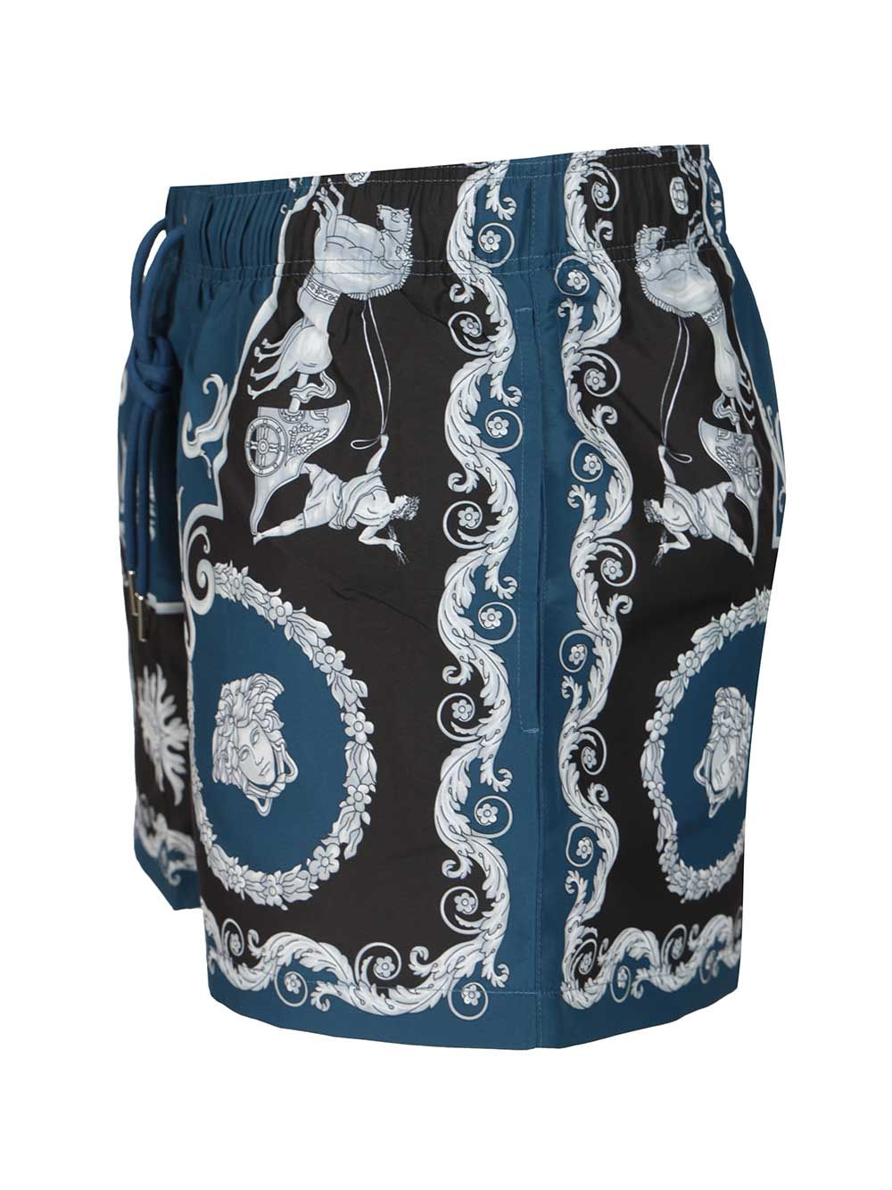 Versace Baroque Swim Shorts Swimwear - Blue | 45704d3dea87261fd770dcc62fb40c99478e7ca5