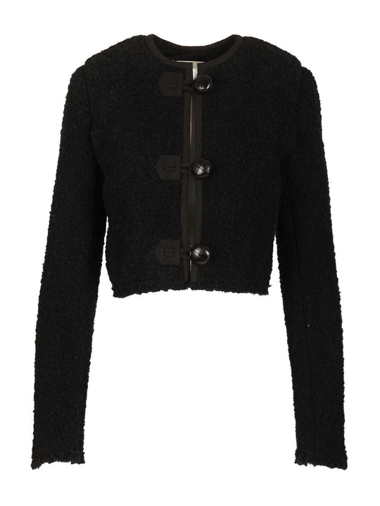 Crop Bouclette Jacket Jackets Black