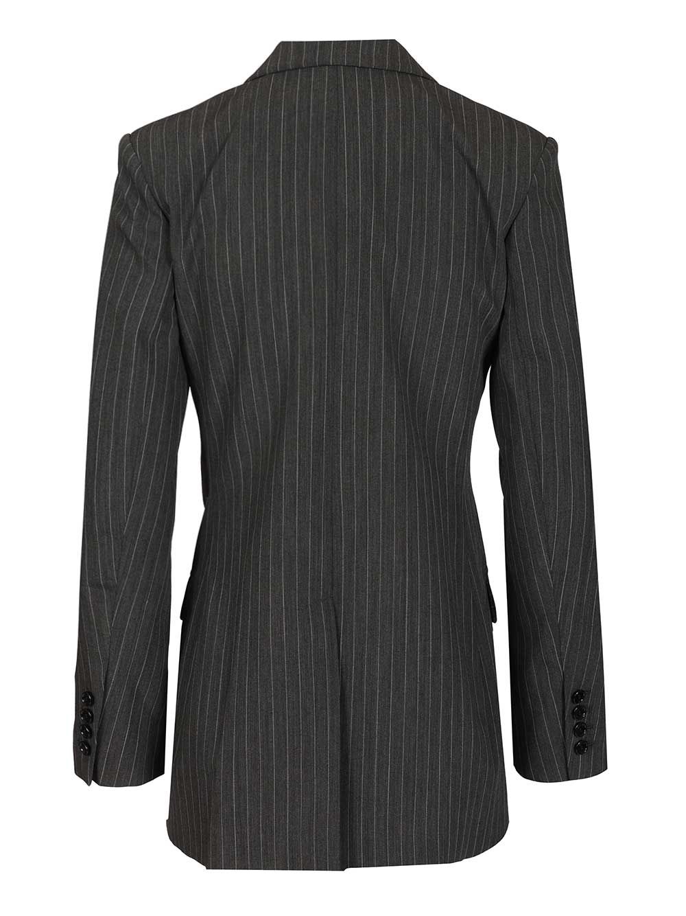 Isabel Marant Double-Breasted Pinstriped Blazer Jackets - Grey | d31a8a907e8fd09ffb8dbc1f8e1f0cb3207a243a