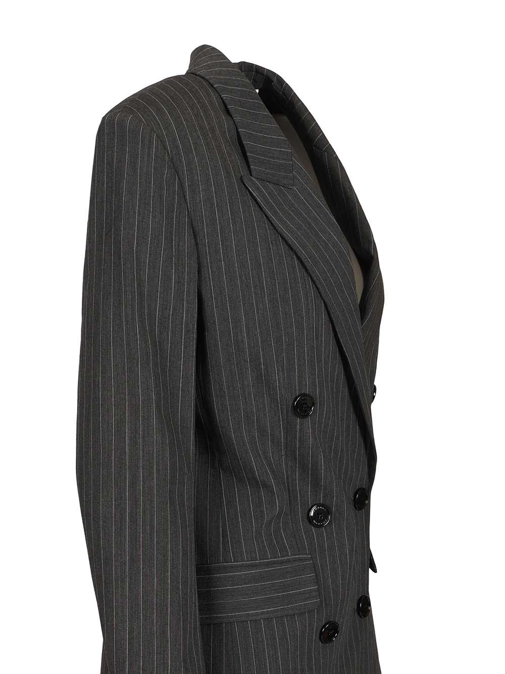 Isabel Marant Double-Breasted Pinstriped Blazer Jackets - Grey | 3a0b678847f2a2453a51b92c9b3c1b0b95464534