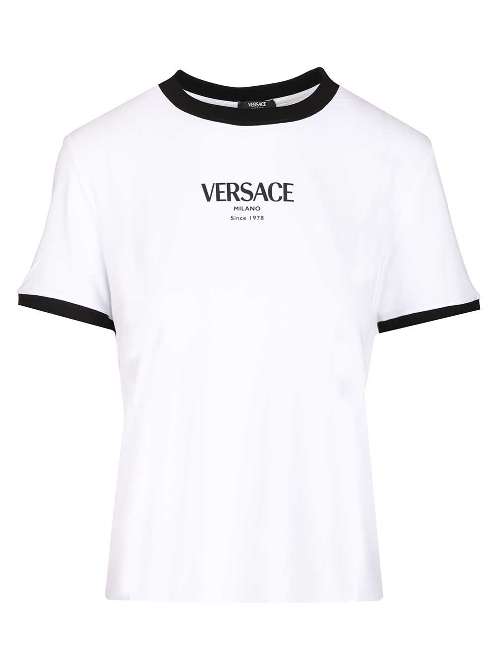 Versace Versace Logo Responsible Viscose Stretch Jersey T-Shirt - White | b2bff315e18583d4e391f67ef8db02242c6efc63