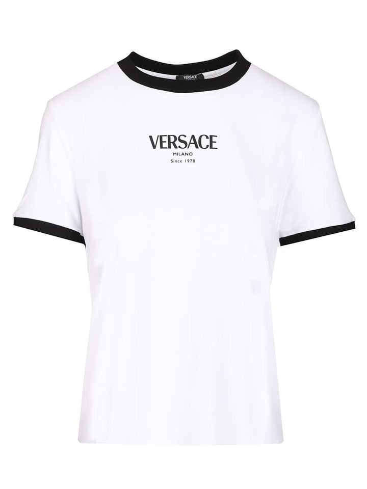 Versace Versace Logo Responsible Viscose Stretch Jersey T-Shirt - White | b2bff315e18583d4e391f67ef8db02242c6efc63