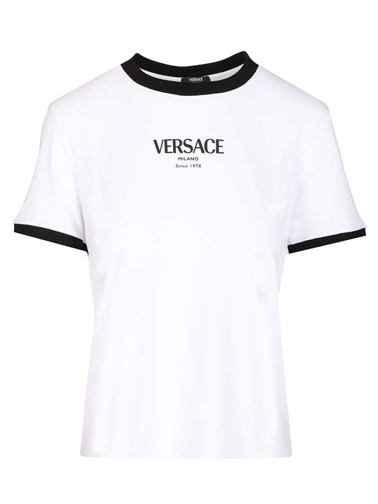Versace Logo Responsible Viscose Stretch Jersey T-Shirt White