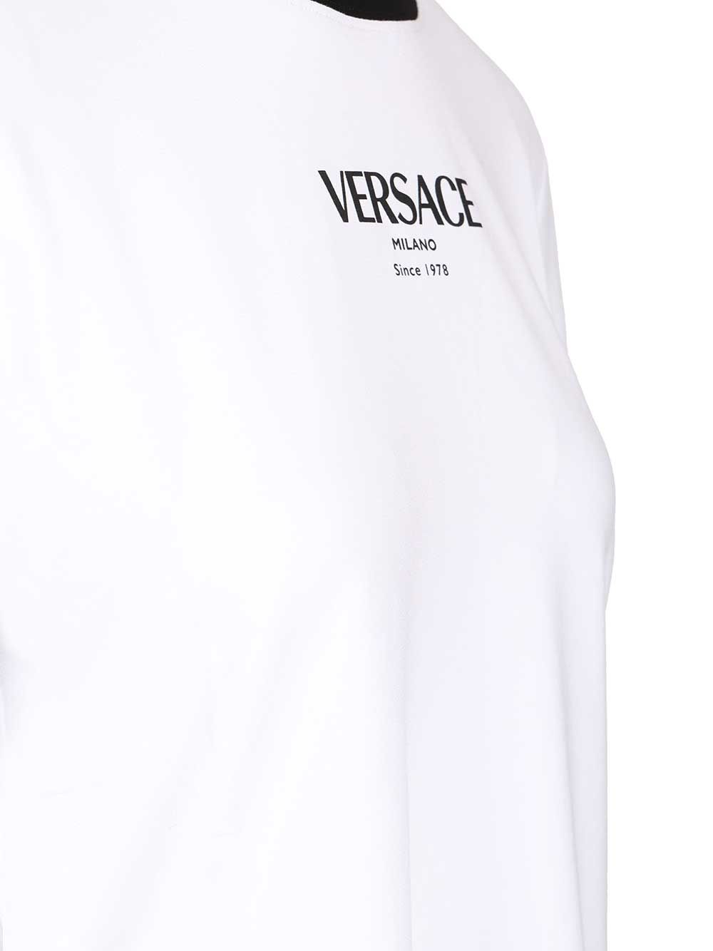 Versace Versace Logo Responsible Viscose Stretch Jersey T-Shirt - White | 7bafcdf1ea513c25efe81d935be7be7609eb8fe1