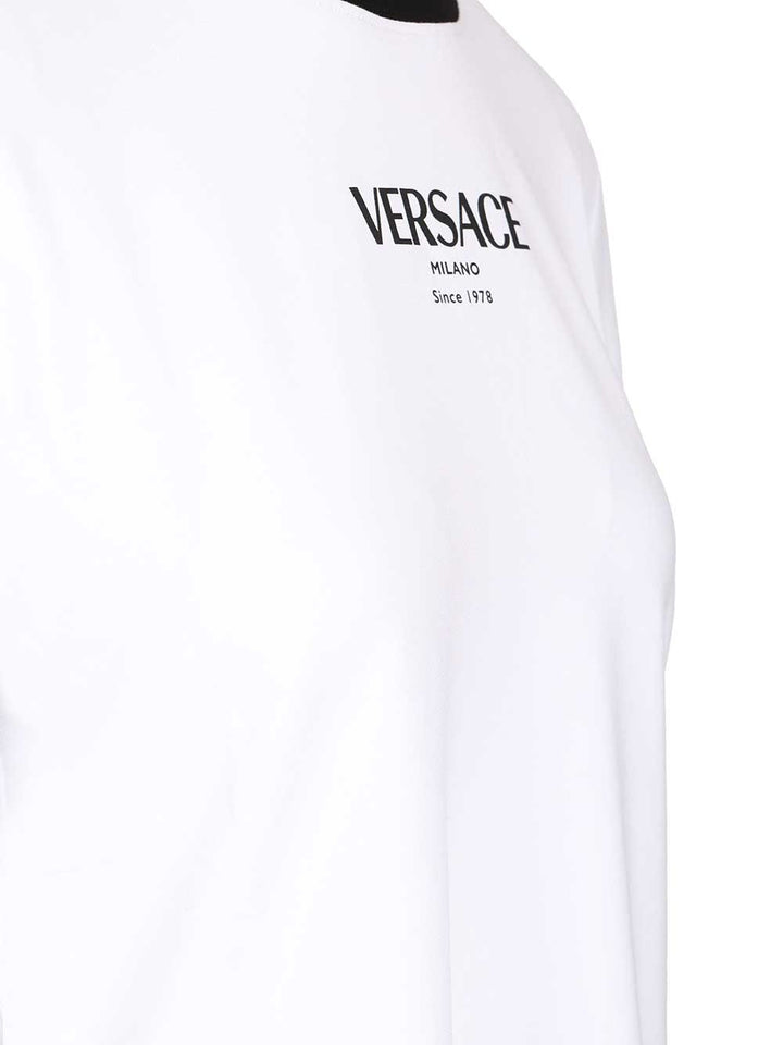 Versace Versace Logo Responsible Viscose Stretch Jersey T-Shirt - White | 7bafcdf1ea513c25efe81d935be7be7609eb8fe1