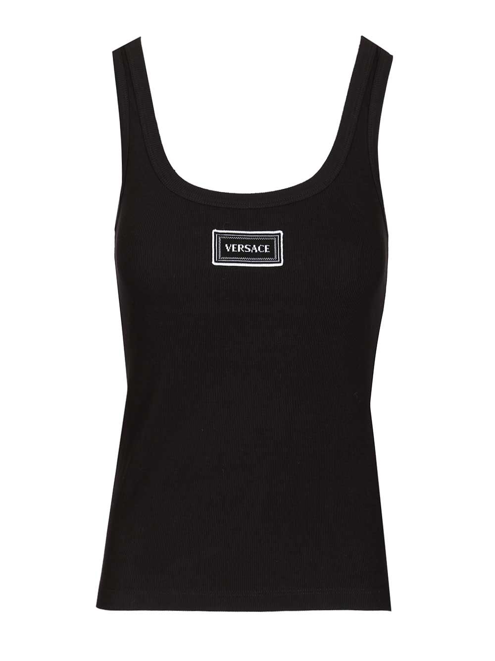 Versace Ribbed Tank Top Tops - Black | c0d20162b69438c50aa9096238a7746c6fa66783