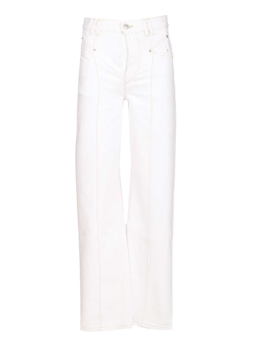 Isabel Marant Drolane Cotton Trousers Jeans - White | 74277fd0e9c9def9269f12d540c8e9ef8ccbf0da