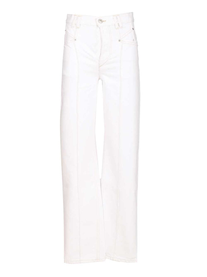 Isabel Marant Drolane Cotton Trousers Jeans - White | 74277fd0e9c9def9269f12d540c8e9ef8ccbf0da