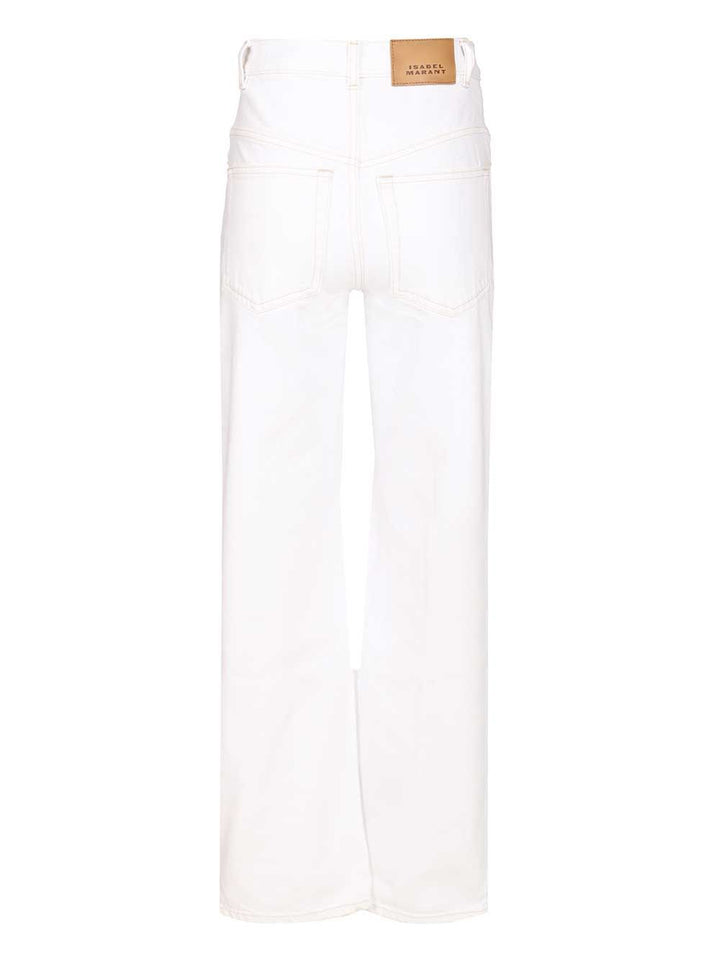 Isabel Marant Drolane 5 Pocket Denim With Panel Jeans - White | 17cda200f9c0a5ebc1536e0442fb6bae31b18d8a