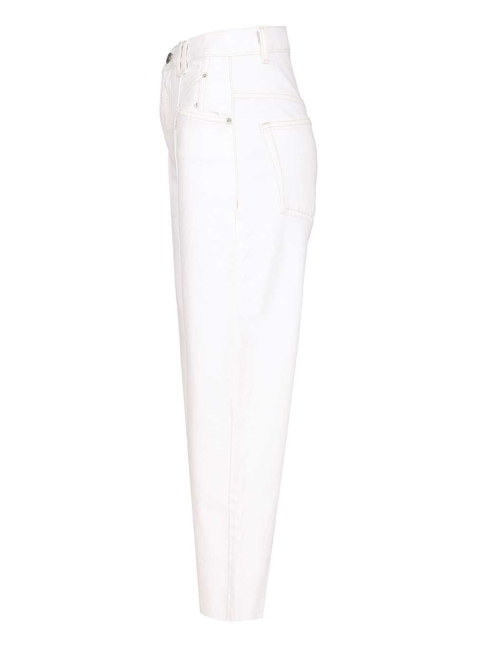Isabel Marant Drolane Cotton Trousers Jeans - White | 6e8cdeff46ed4e64405ffe8913871a25cb4873ea
