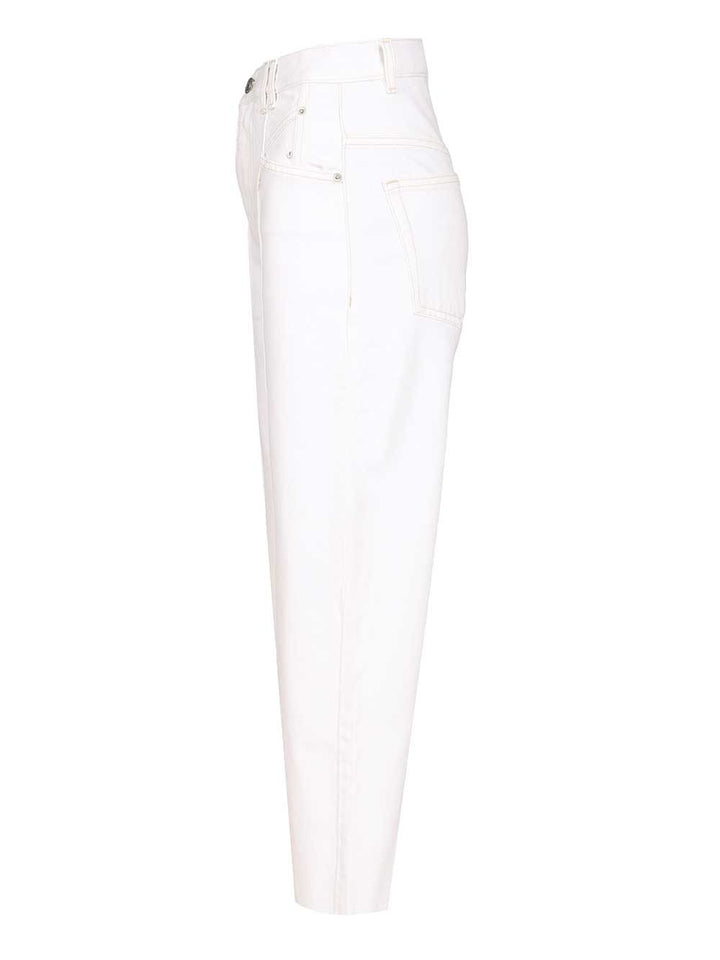 Isabel Marant Drolane Cotton Trousers Jeans - White | 6e8cdeff46ed4e64405ffe8913871a25cb4873ea