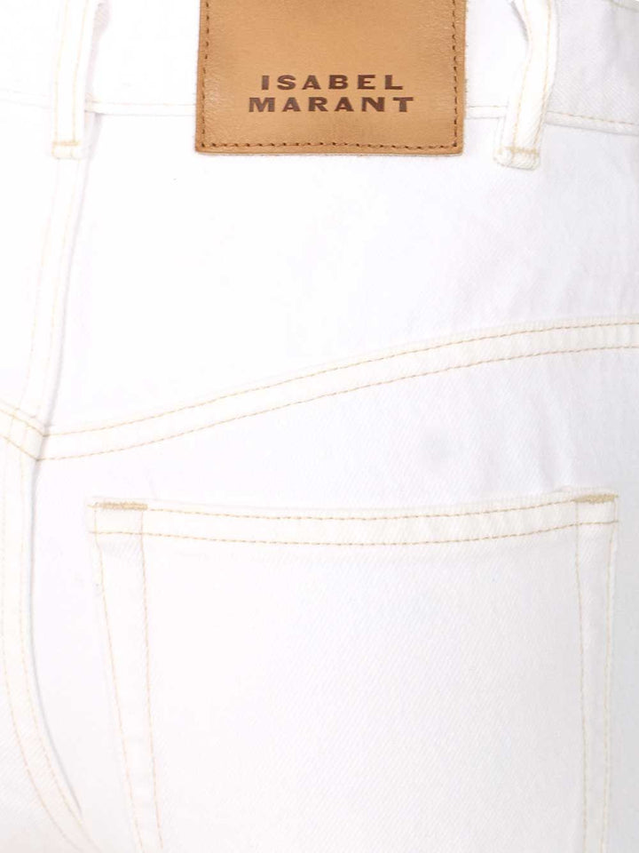 Isabel Marant Drolane 5 Pocket Denim With Panel Jeans - White | e02808aafaa1a8a3b33ecb9579cc26497364f3b5