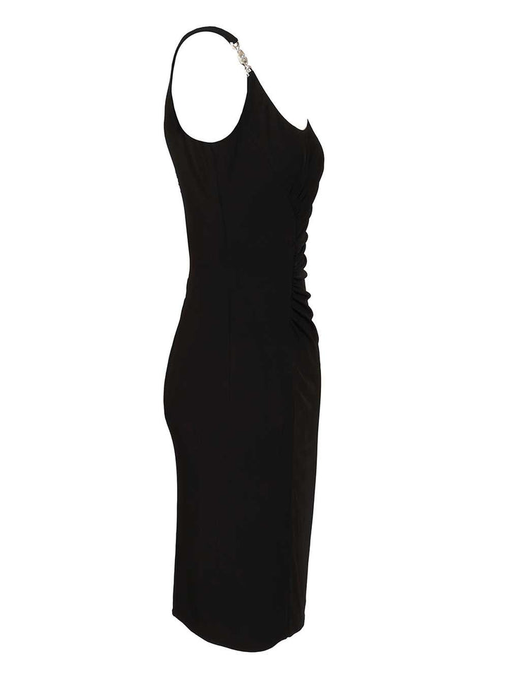 Versace Draped Sleeveless Midi Dress Dresses - Black | 7f1af3ffc69b3a0101707db4d9738ad95ec060ca