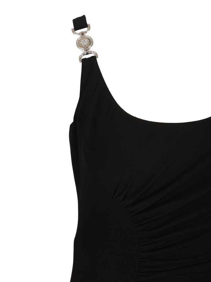 Versace Draped Sleeveless Midi Dress Dresses - Black | c55ccf7144a5606a97159caf73a82da8b0d0d8d5