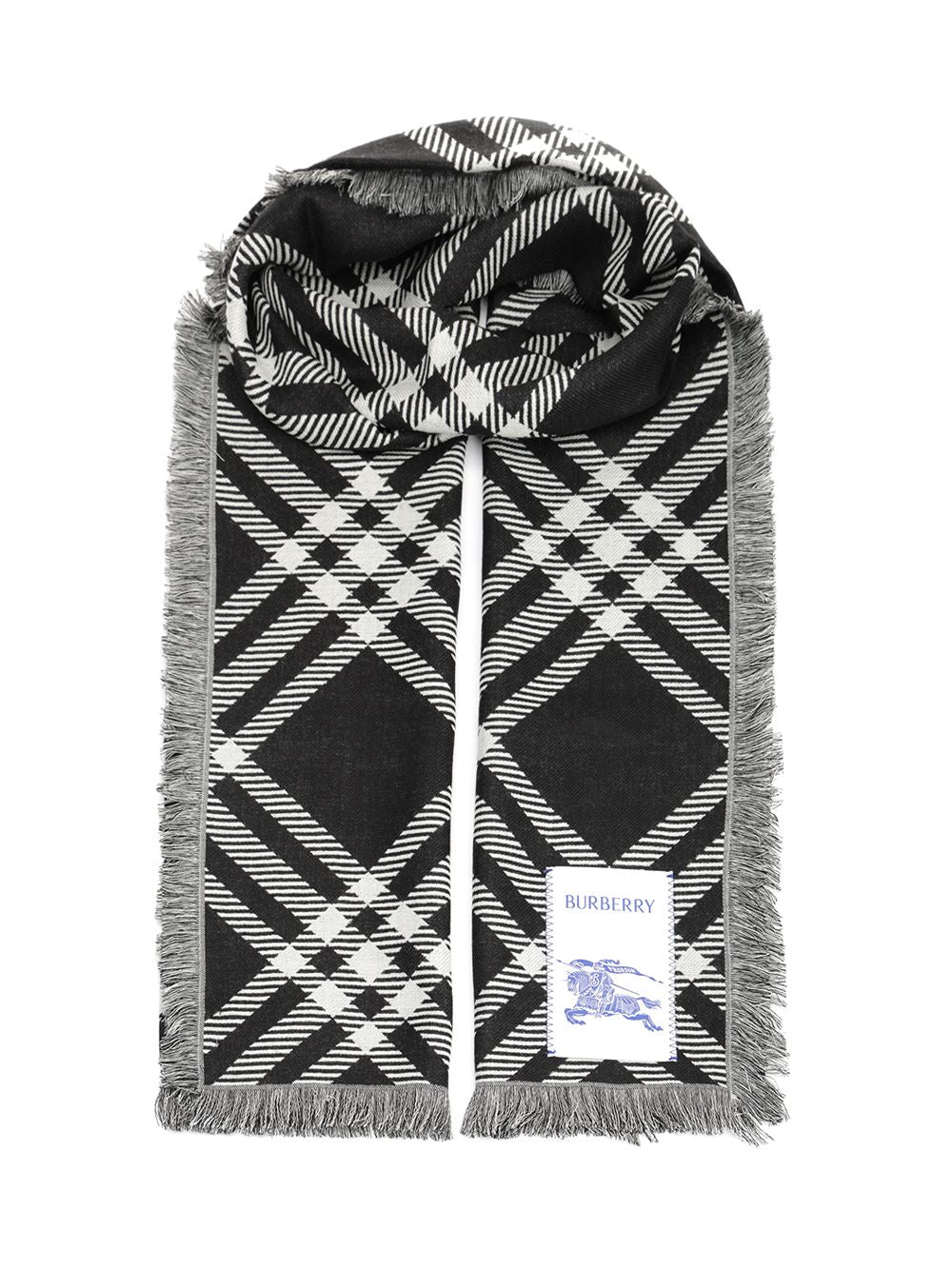 Burberry Wide Silk And Wool Scarf Scarves And Foulards - Black | 0066e94b531656c97e6924f8c2441b3572b34c06