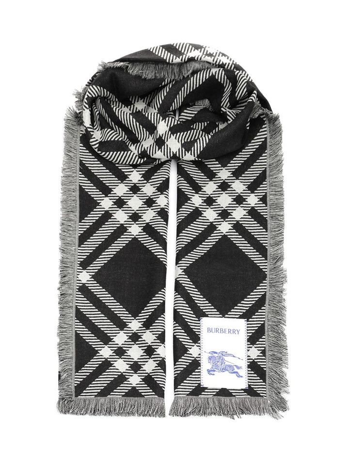 Burberry Wide Silk And Wool Scarf Scarves And Foulards - Black | 0066e94b531656c97e6924f8c2441b3572b34c06