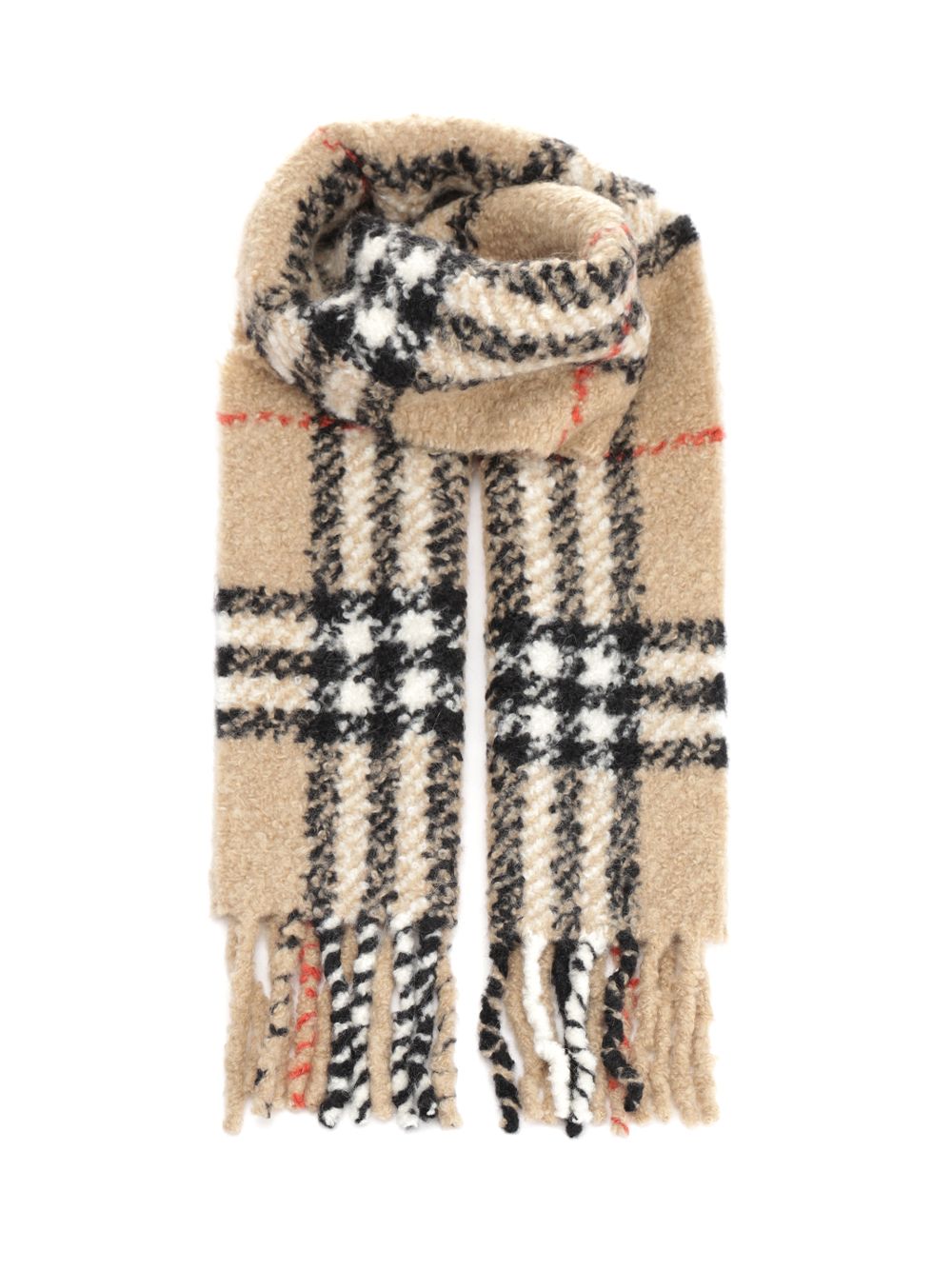 Burberry Check Alpaca And Wool Blend Bouclé Scarf Scarves And Foulards - Brown | 65a8db1eff6752df06839b015230e9ad64996bb3