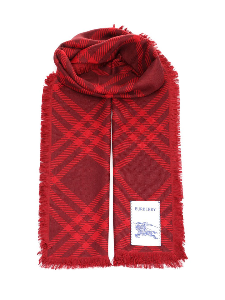 Burberry Wide Check Silk And Wool Scarf Scarves And Foulards - Red | 64e284127156bd4d142eb9da8ab65dd85ca964be