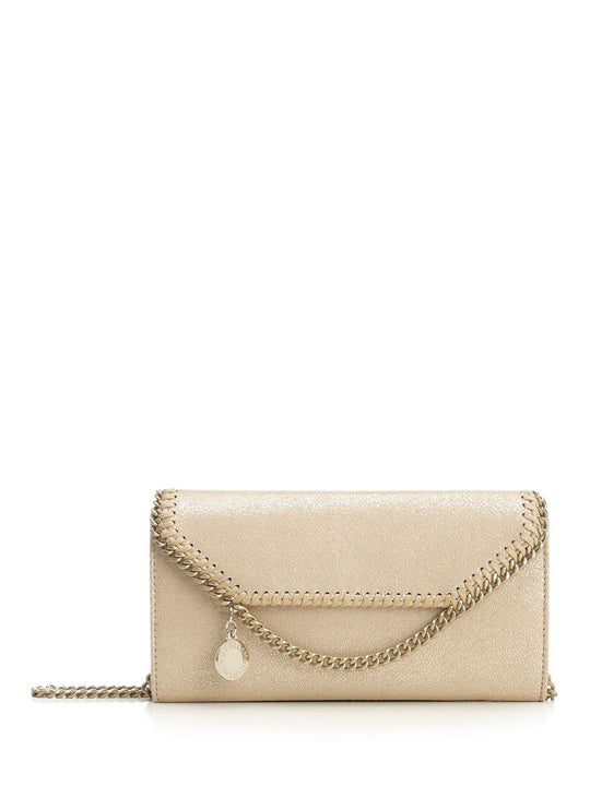 Falabella Continental Wallet With Chain Eco Shiny Dotted Chamois W/Tonal Chain - Airlite Crossbody Bags Gold