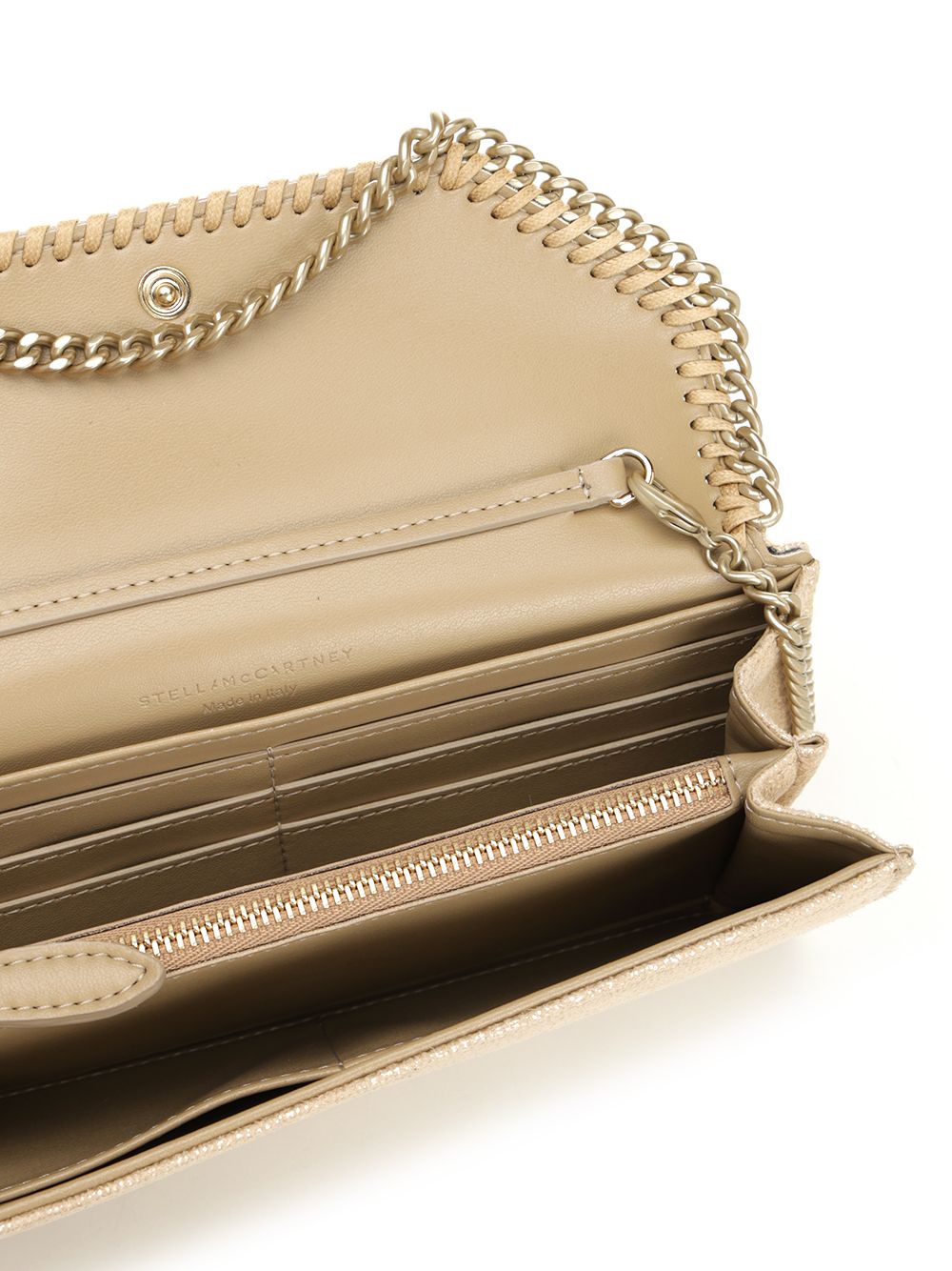 Stella Mccartney Falabella Continental Wallet With Chain Eco Shiny Dotted Chamois W/Tonal Chain - Airlite Crossbody Bags - Gold | 486d64e9d15e91bcb852fae4c00758551d443f1c