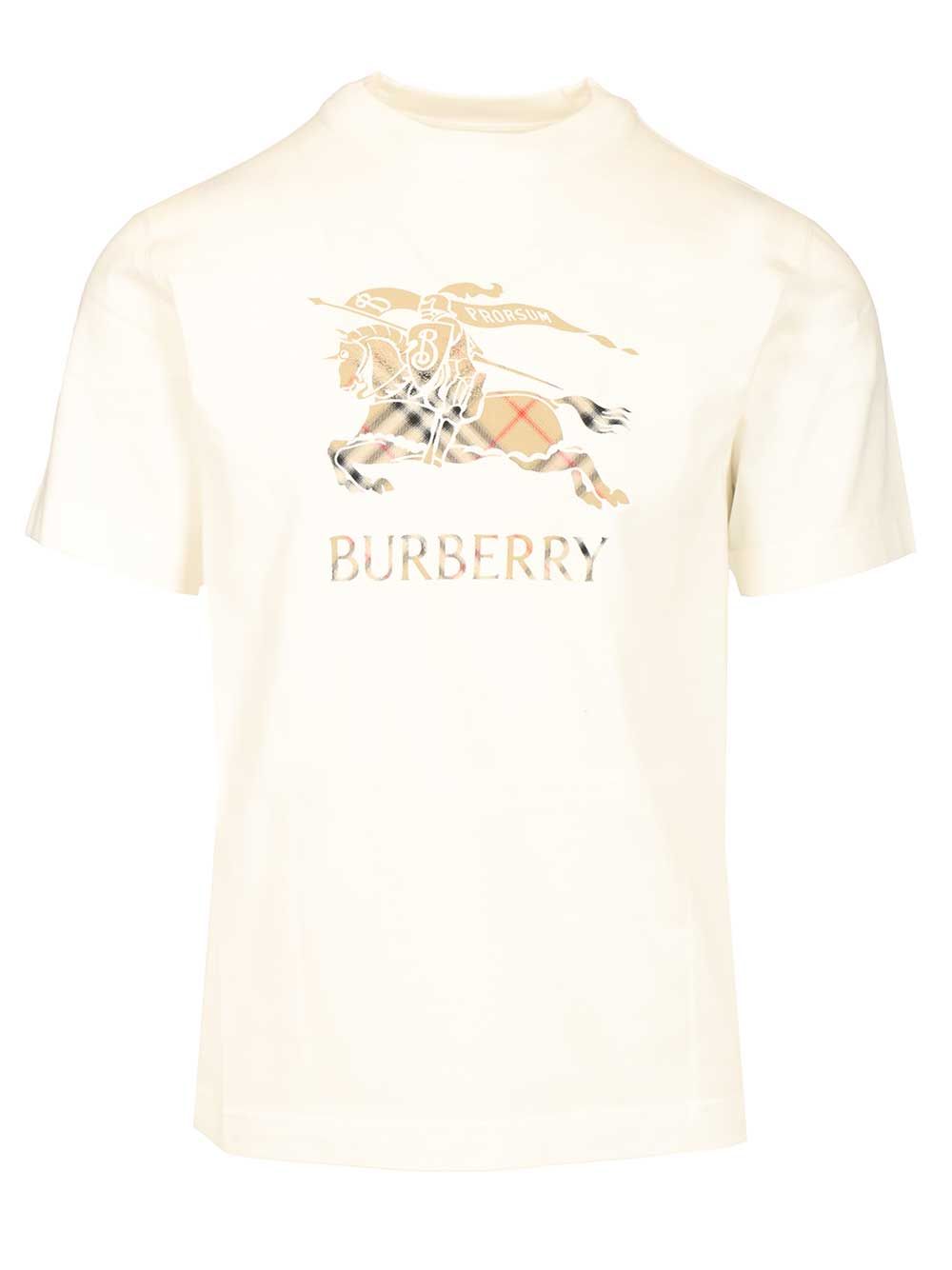 Burberry Cotton  With Shaded Ekd T-Shirt - White | 43567e74795c8576a9754c1761e1007bb31e2662