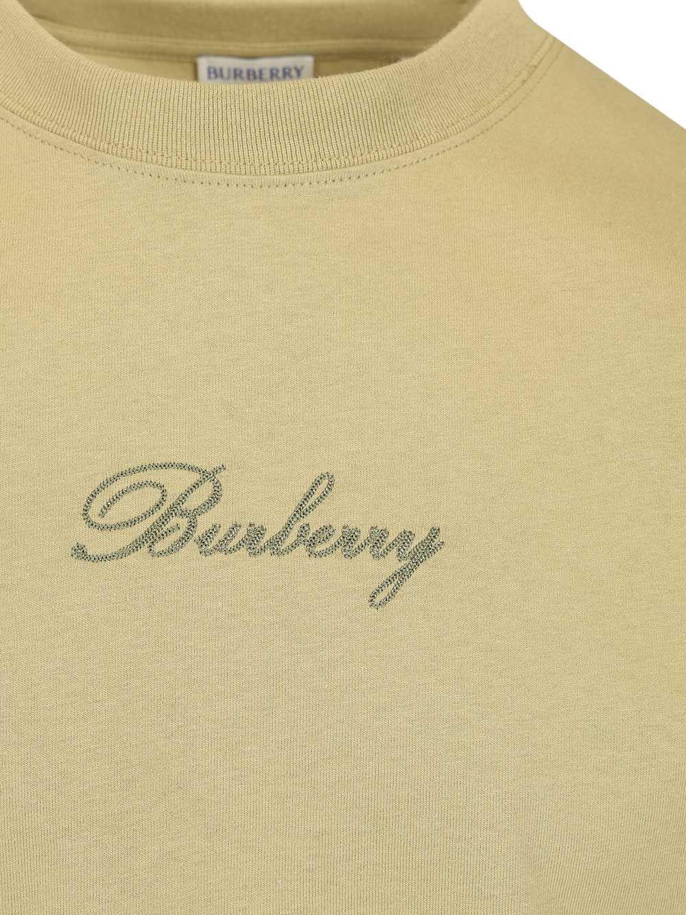 Burberry With Embroidered Burberry Logo T-Shirt - Green | 8b24b99405a8cf3cdd4221956e551b8782e30d05