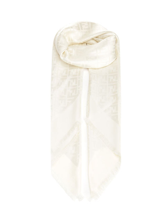 Silk And Wool Shawl Scarves And Foulards Beige