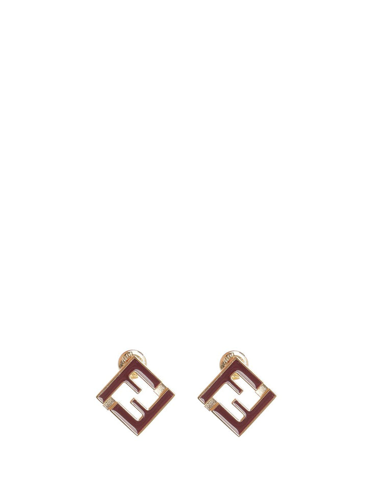 Fendi Ff Earrings With Enamel Jewelry - Red | 96cab2900a2431d0d6960f46e93a131e17a03c84