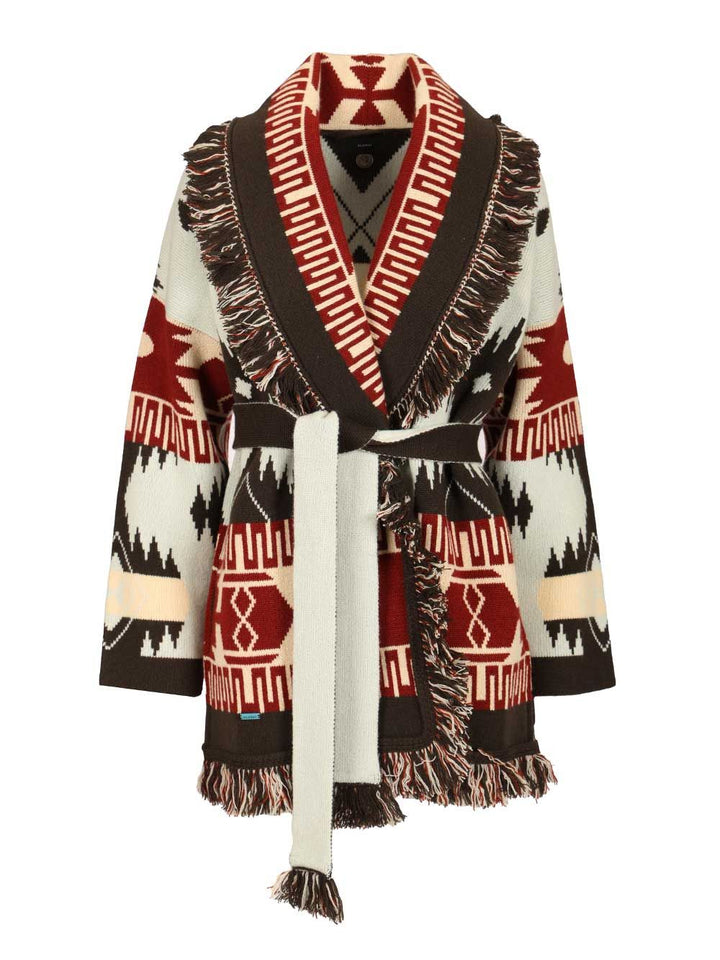 Alanui Icon Jacquard Cardigan Cyan Celeste Dark Knitwear - Multicolor | 37fec8b5a1274034267cadb060ee8620ddf5c85b